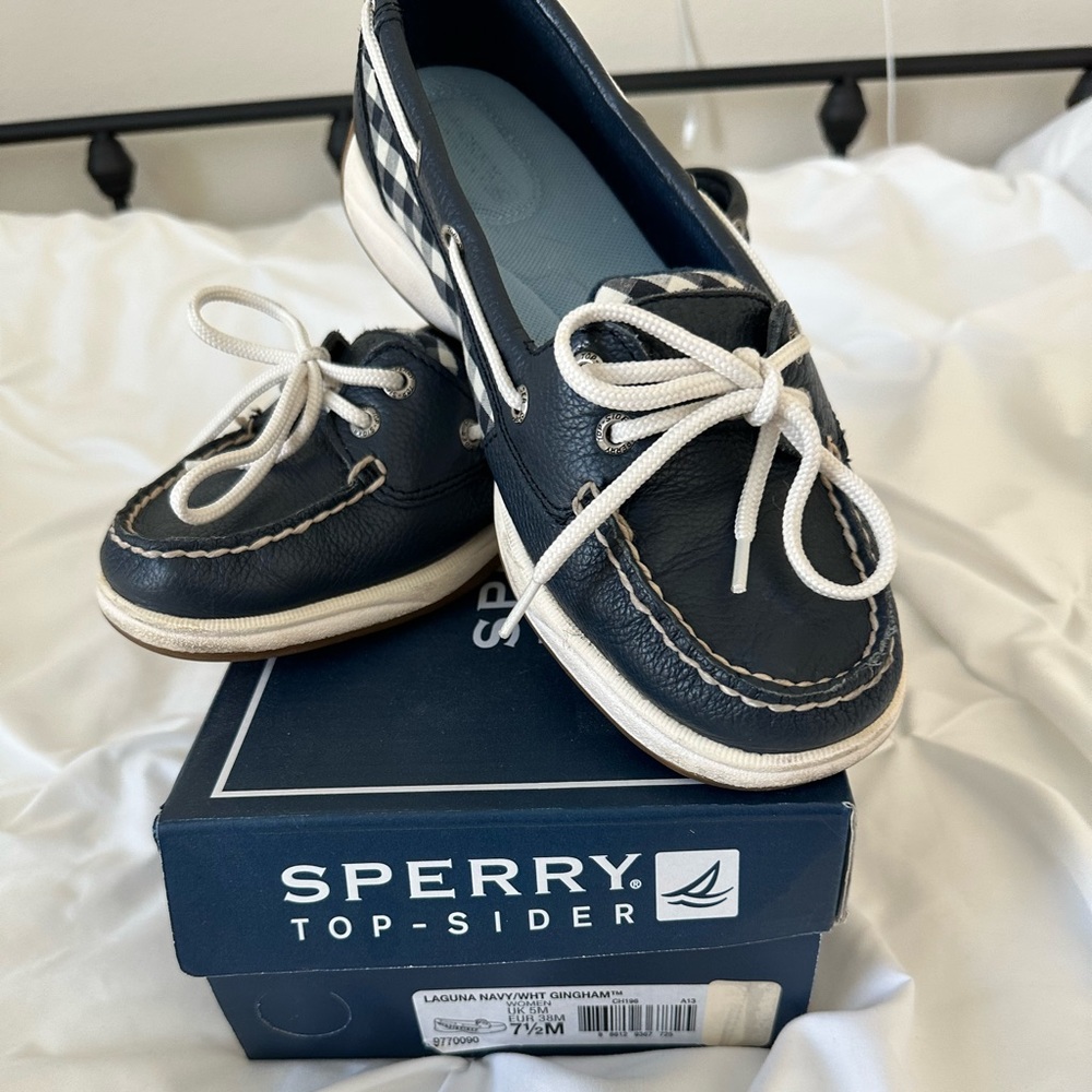 Sperry women’s laguna blue/white gingham -7.5